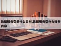 数据服务费是什么类别,数据服务费包含哪些内容