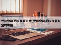 软件定制系统开发方案,软件定制系统开发方案有哪些